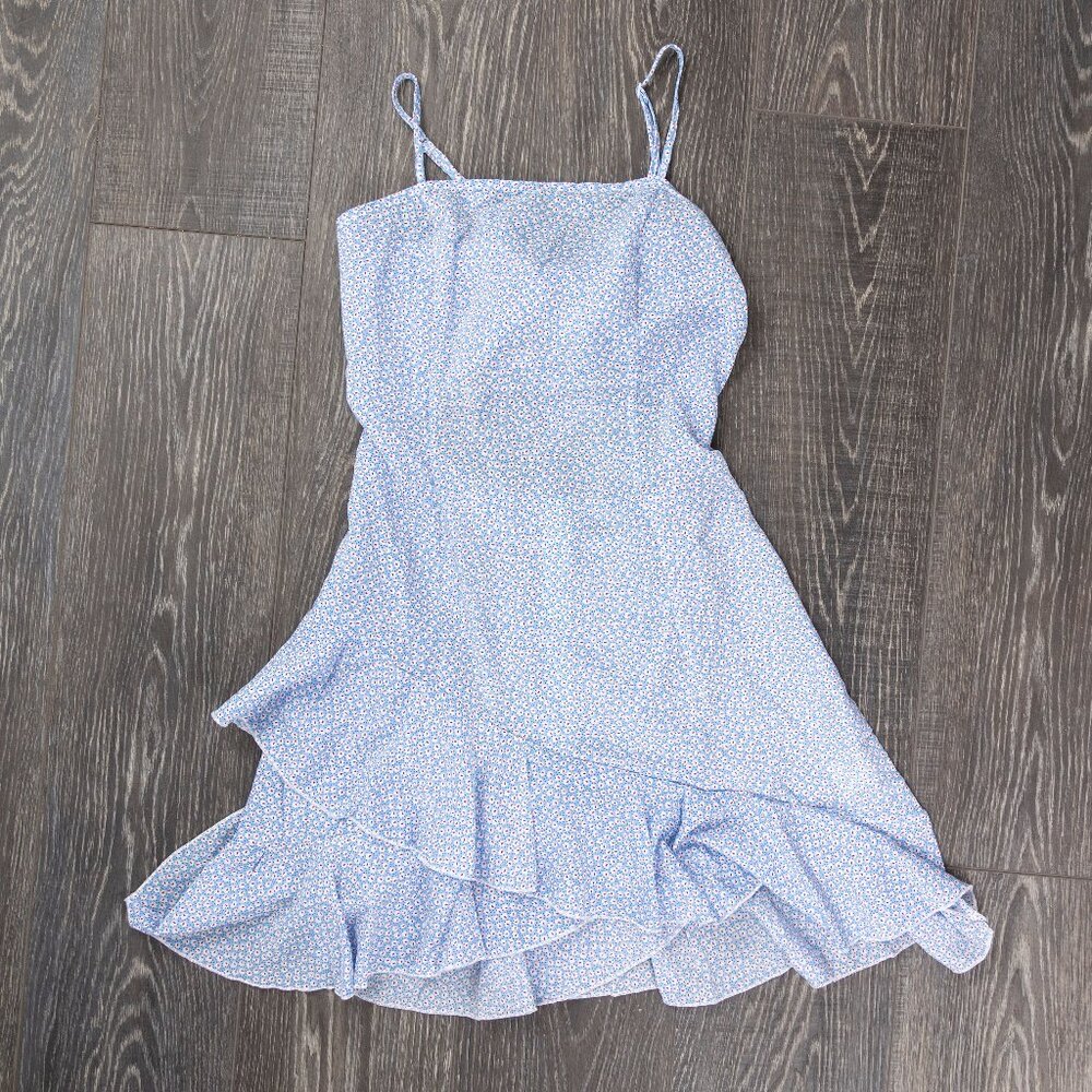 Light Blue Floral Sun Dress Small